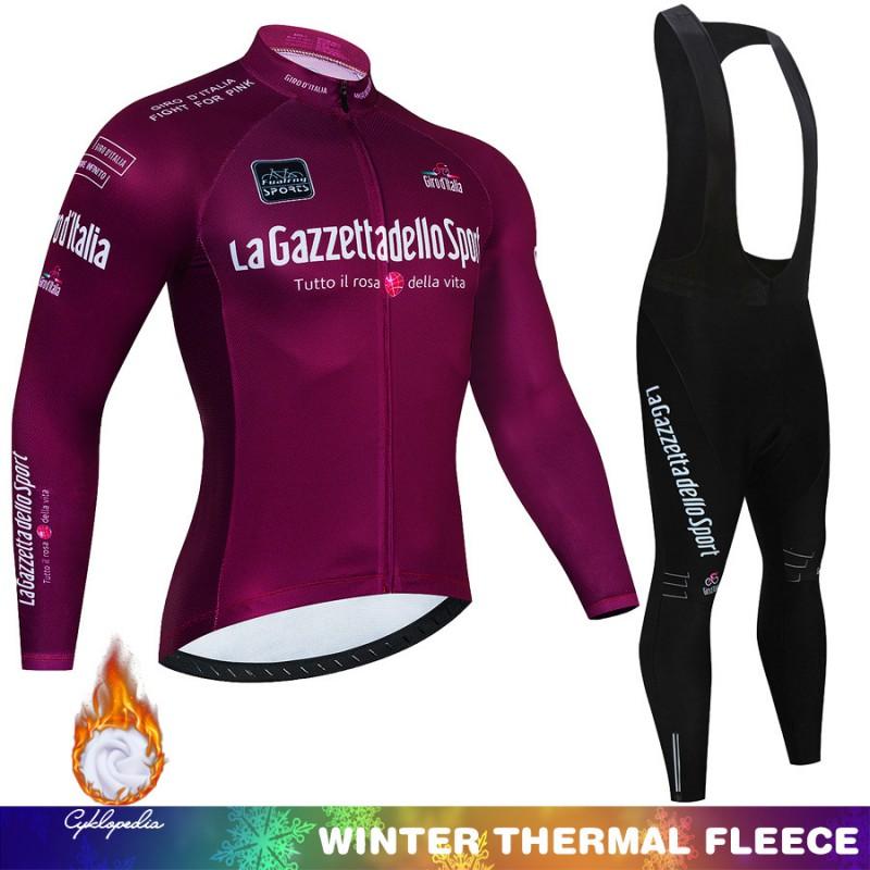 Winter Cycling Jersey Bib Tights Set Mountain Bike Riding Warm Fleece Long Sleeve Unisex