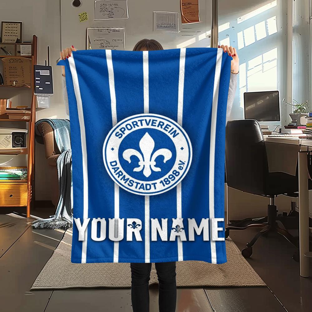 1PC Custom Name SV Darmstadt 98 Patterned Flannel Blanket Suitable For All Seasons for Home Decor Warmth and Comfort Gifts Holiday Present_xia