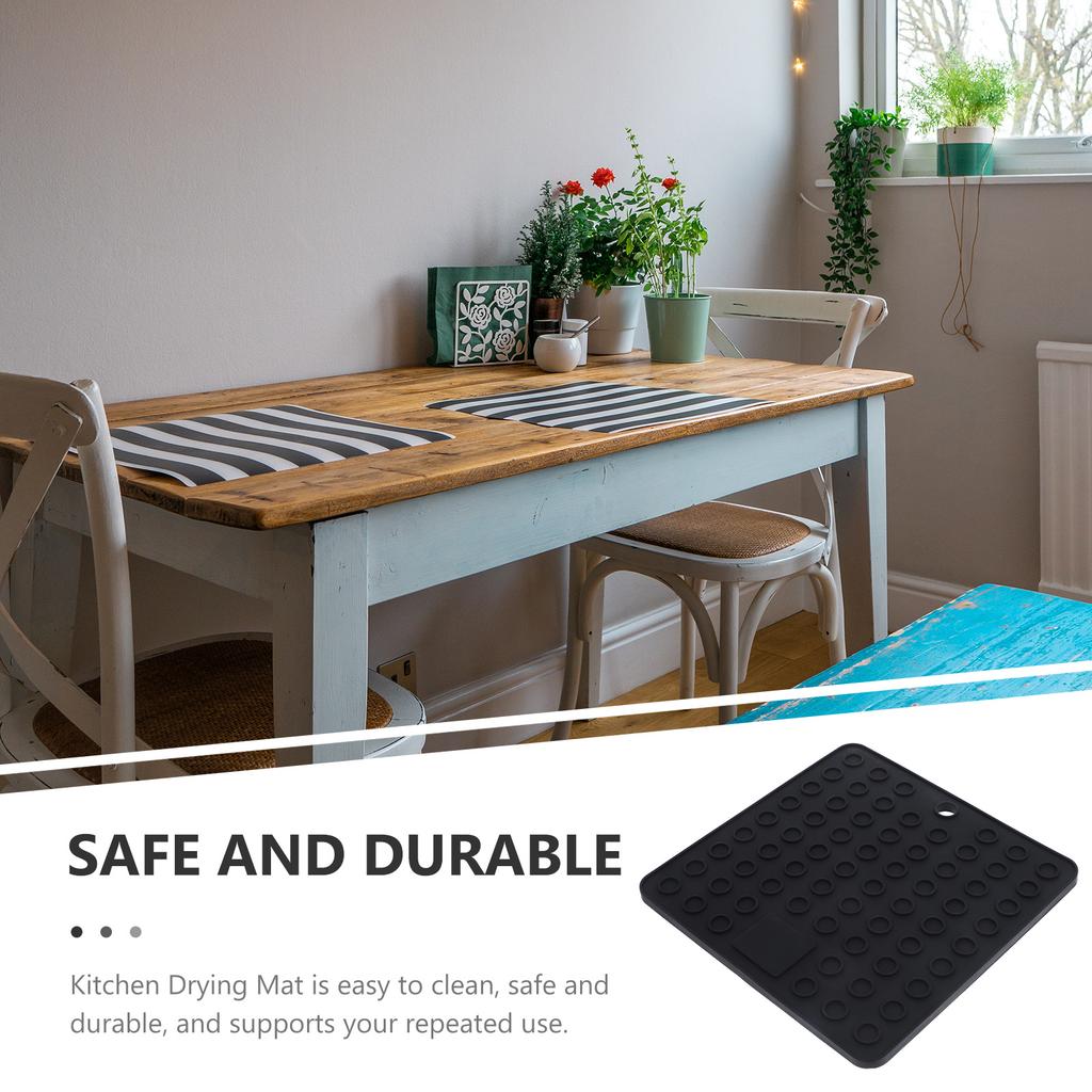 2pcs Silicone Drying Mat Kitchen Counter Cushion Heat Resistant Dish Draining Mat For Cups Bowls Bar Countertop Waterproof Mats