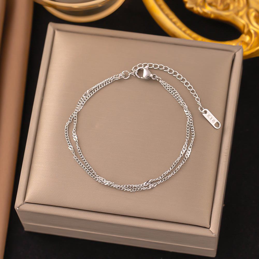 18K Gold Titanium Steel Bracelet - Women's Japanese Korean Fashion, Light Luxury, Non-Fading Jewelry