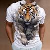 Мужская футболка с принтом свирепого тигра, футболка с коротким рукавом и 3D-принтом для мужчин, летняя свободная мужская одежда, свободные футболки в стиле ретро, топы