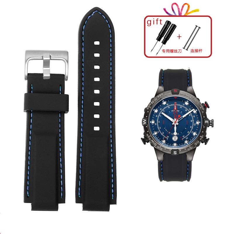 Для мужских часов Timex E-tide Compass T2N720 T2N721 TW2T76300 водонепроницаемый мягкий силиконовый ремешок с инструментами Винтовые штифты