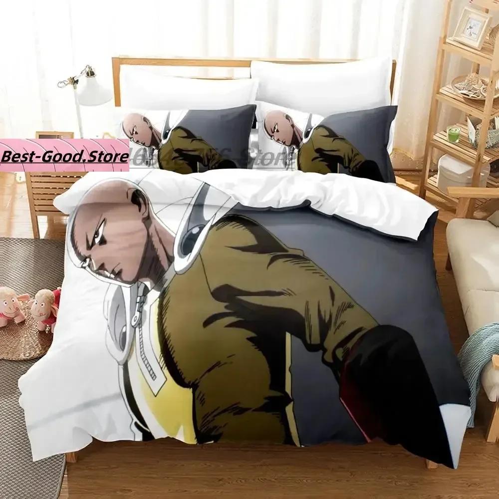Набор постельного белья One Punch Man Односпальный Двуспальный Полный Королевский Размеры Размеры Комплект постельного белья Взрослый Детская Спальня Комплекты пододеяльников 3D Аниме Комплект простыней