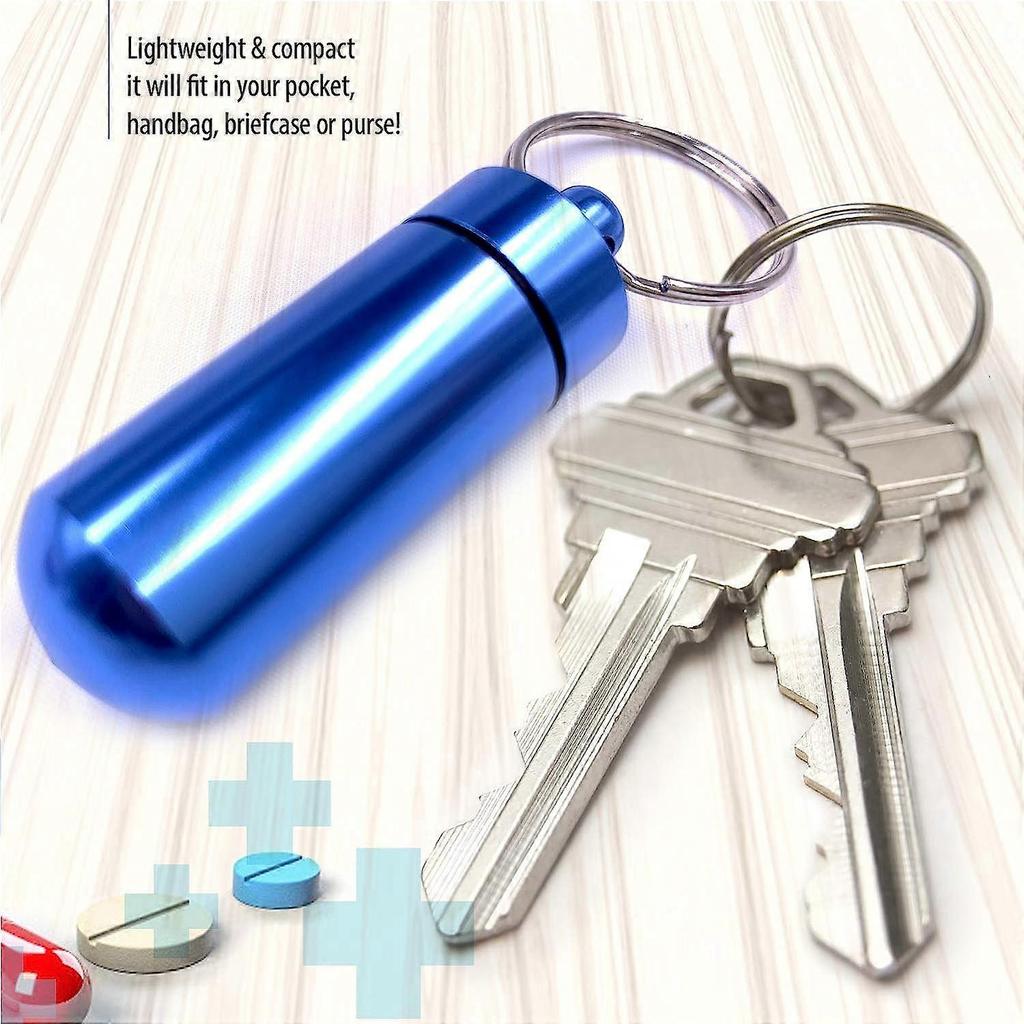 5 Pack - Aluminum Keychain Medication Pill Box. Waterproof Portable Mini Travel Pill Boxes Medicine Vitamin Holder case