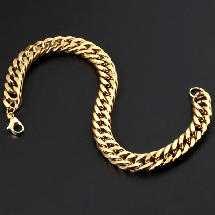 Мужские браслеты из нержавеющей стали, кубинская цепочка, серебряный цвет, золотой браслет, мужской женский ювелирный подарок