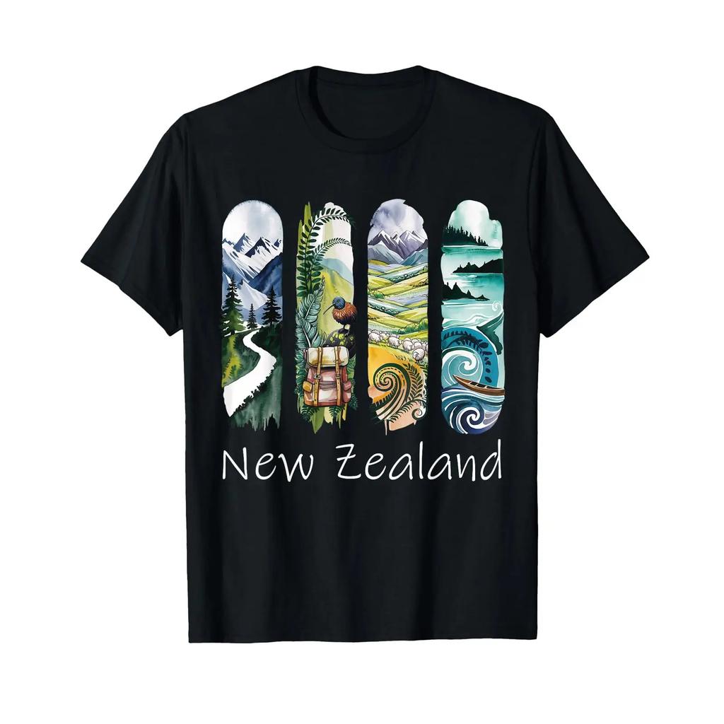 New Zealand Brushstroke Kiwi Vacation Souvenir T Shirt Vintage Unisex Streetwear Fashion Homme Top For Everyday Wear