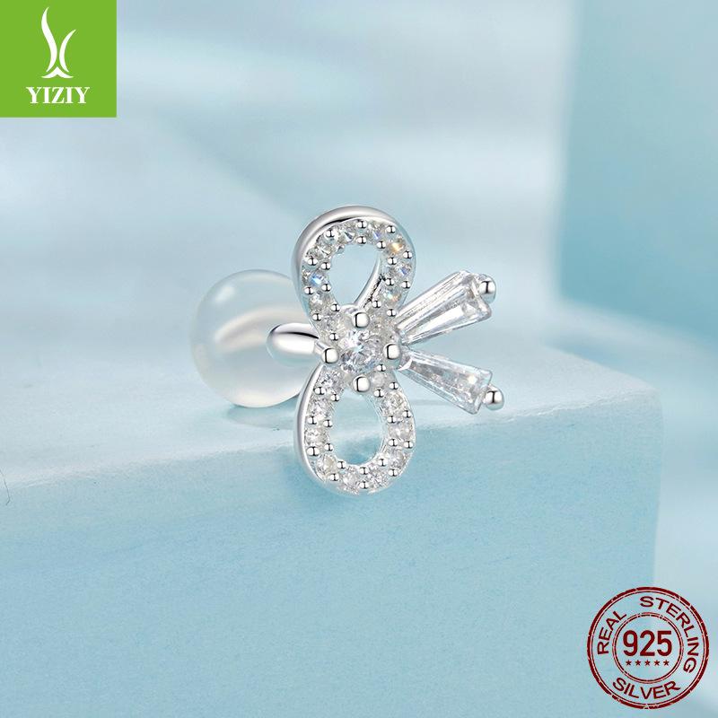 Single Bow Earclip, Special Fashion Personalized Daily Ol Versatile S925 Sterling Silver Earrings Jewelry