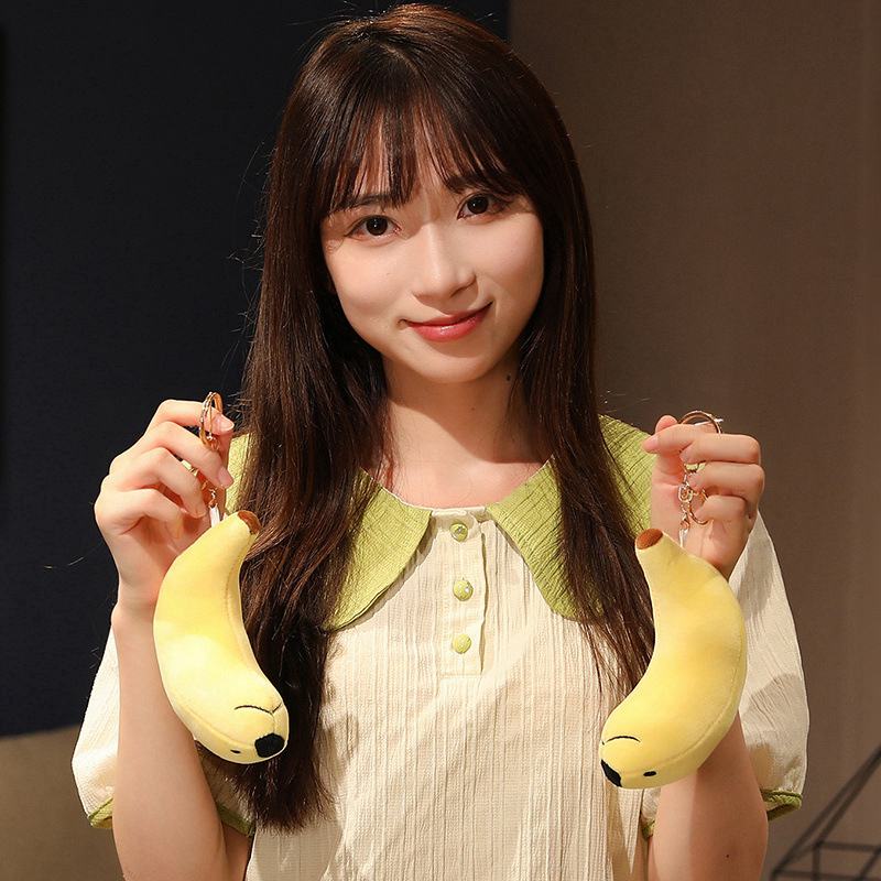 90cm Kawaii Funny Dog With Banana Plush Stuffered Dolls Long Bed Pillow Good Sleeping Pillow Baby Gifts Banana Pendant Keychain