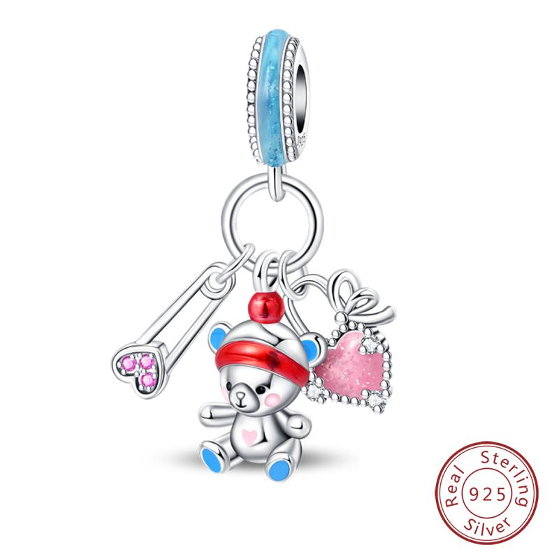 100% Медь Милый Маленький Медведь Бабочка Фламинго Шармы Бусины Роза Принцесса Подвески Подходят для DIY Браслетов Ювелирные Изделия Подарки