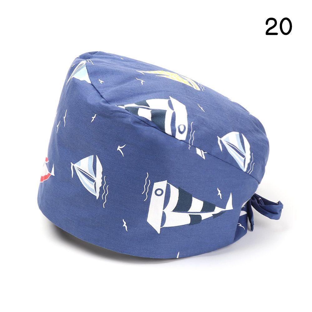 Эластичные круглые мужские и женские хирургические шапочки чистого цвета, хлопковые шапки с пышной шляпой