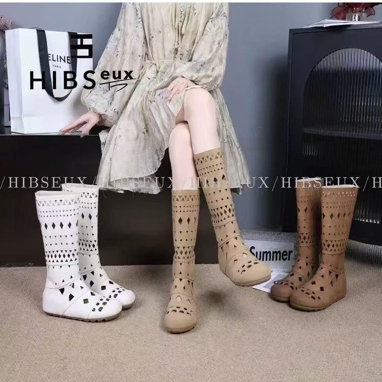British Style Versatile Maillard Boots 2025 Spring and Summer New Net Boots Hollow Breathable Flat Bottom Hole Cool Boots Short Boots