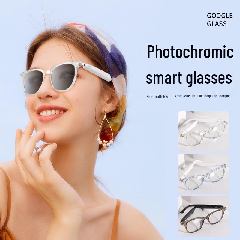Unisex Smart Bluetooth Glasses with Color-Changing Lenses, Music, Calls & Anti-Blue Light for Office