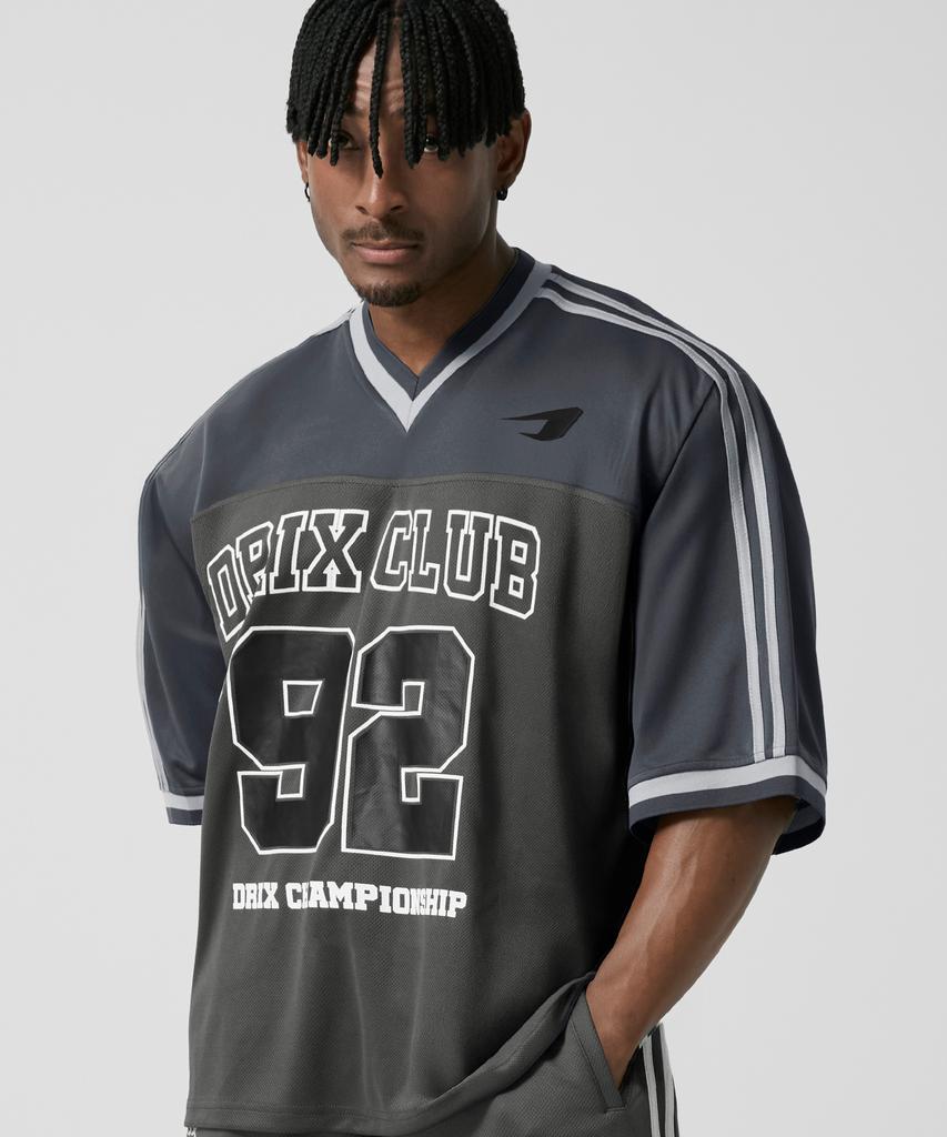 DRIX Rugby Track Oversized Mesh Jersey Half Sleeve_Black
