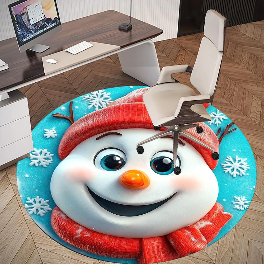 1PC snowman winter Office Round Area Rug, Under Office Chairs Bedroom Living Room Home Decor,Carpet for Office, -1110205