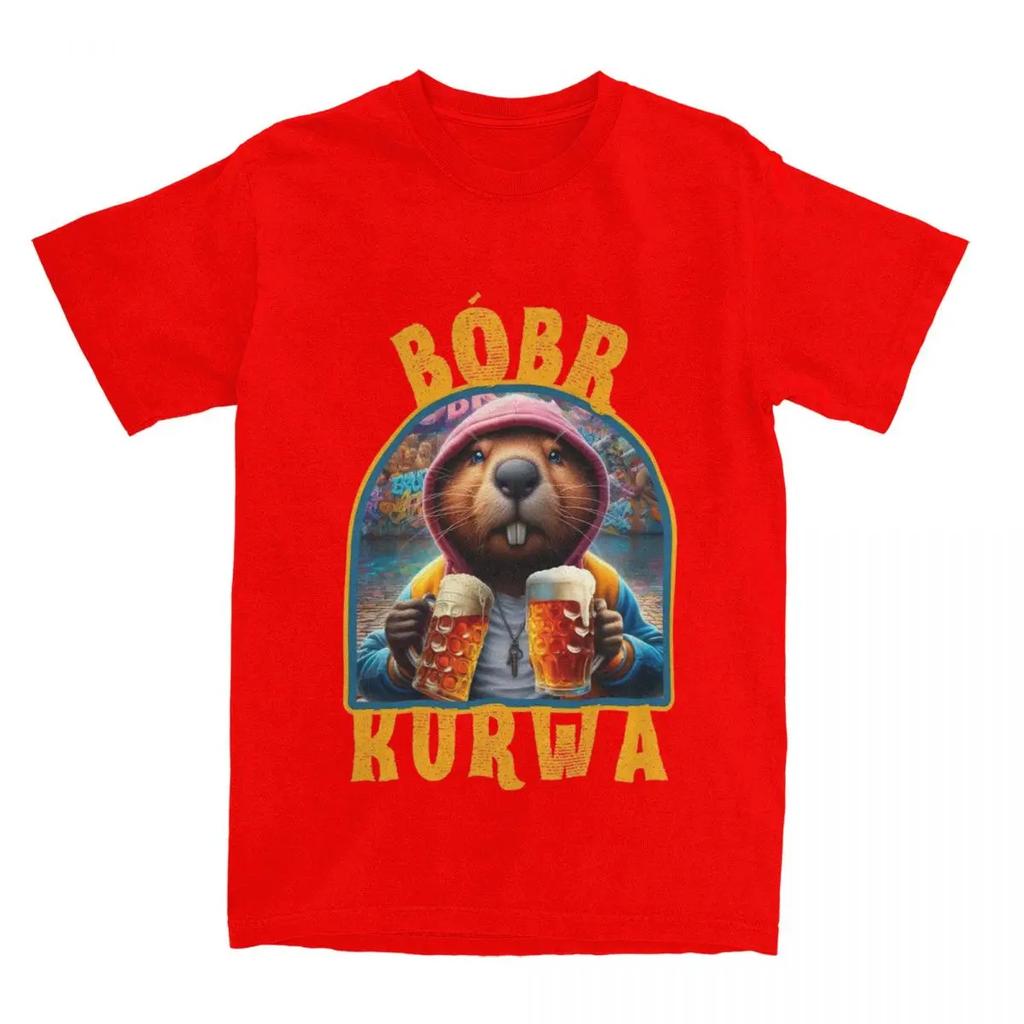 Мужская женская рубашка Beaver Bobr Kurwa Drinking Beer, одежда, забавная футболка Bober Bobrze Meme из хлопка, одежда, винтажные футболки с принтом