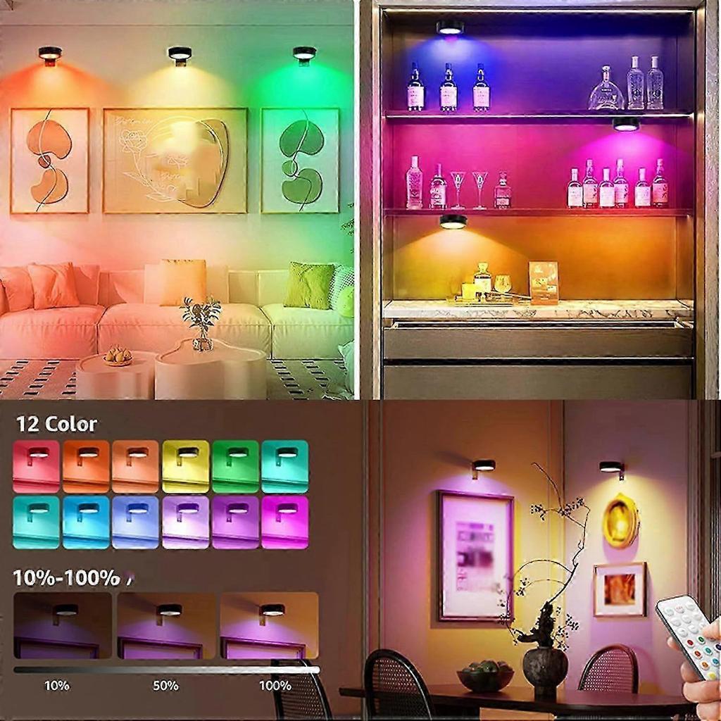 3Pcs Wireless LED Picture Lights, Rechargeable Magnetic Painting Light with Remote, 3 Color Temps, No Drill Installation for Wall Art & Posters