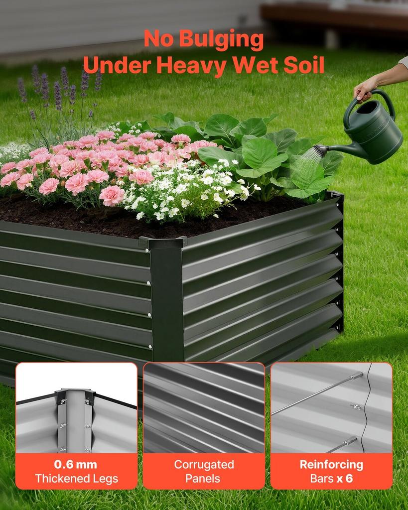 2 Pack Galvanized Raised Garden Beds, 2030 x 1020 x 460 mm, Rectangular Metal Planter Boxes Kit Outdoor, Elevated Planting Box with Gloves, Alu-Zinc,