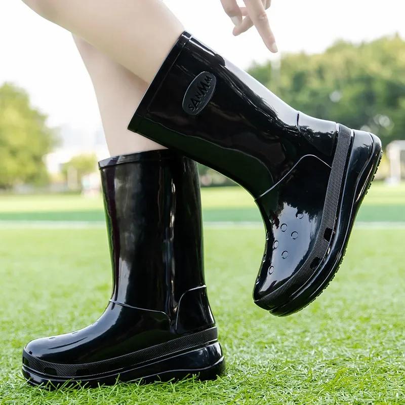 Модные высокие женские резиновые сапоги на платформе для женщин, водонепроницаемая обувь для катания на лодках, нескользящие летние женские резиновые сапоги 2024 года