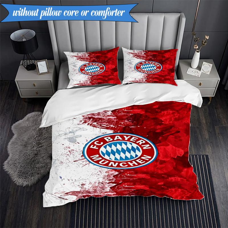 3PCS FC Bayern München Printed Soft Bedding Set,Including 1pc Duvet Cover And 2pcs Pillowcases Perfect for Bedroom, Dormitory, Fan gift
