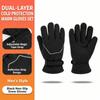 Magic Tape Closure Double Layer Warm Gloves Cold Proof Reflective Fleece Gloves  Cycling