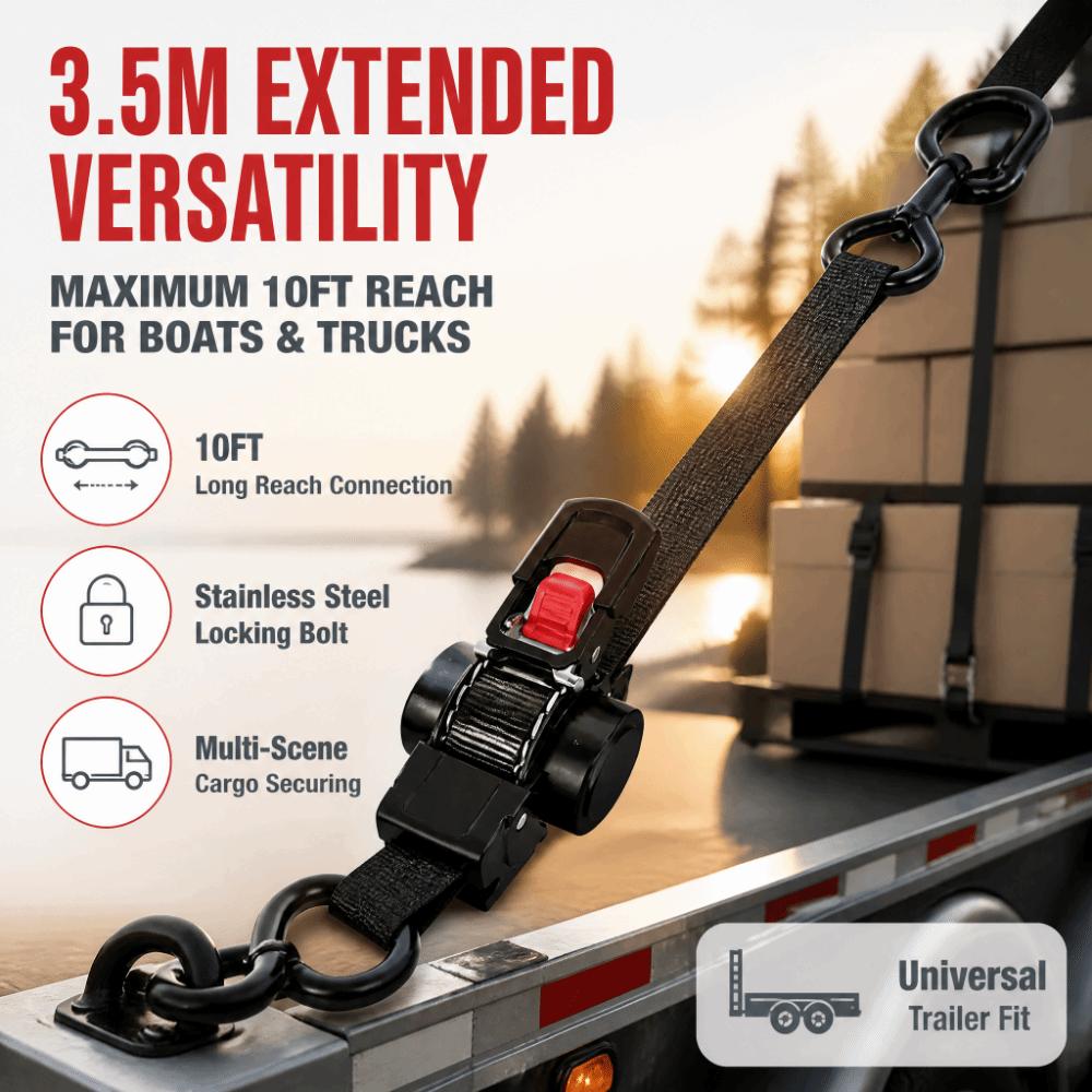 1pc/2pcs/4pcs Stainless Steel Ratchet Tie Down Straps Black Truck Tie Down Belts Truck
