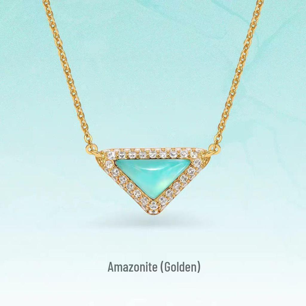 Ожерелье из натурального камня треугольной формы с бриллиантами - Роскошное, изысканное и универсальное колье-цепочка для ключицы для создания высококлассного стиля.