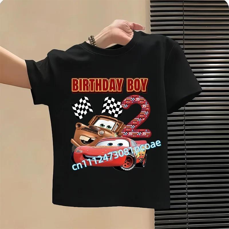 Lightning McQueen Number TShirt Simple Basic Toddler Short Sleeve Anime Trend Anime Cartoon Summer Tops Birthday Clothes Gift
