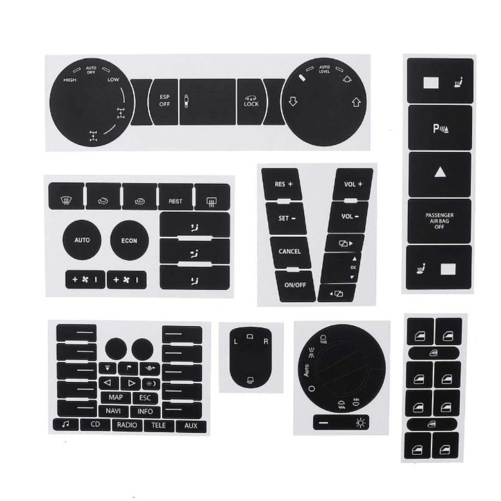 8 шт., наклейки для салона автомобиля из ПВХ, наклейки на кнопки для Volkswagen, Touareg 2004-2009