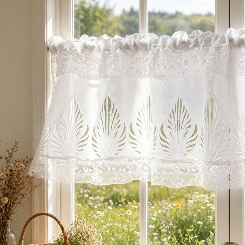 Thickened Cotton Floral Short Curtain Kitchen Cabinet Coffee Shop Bedroom Or Living Room Rod Pocket Design