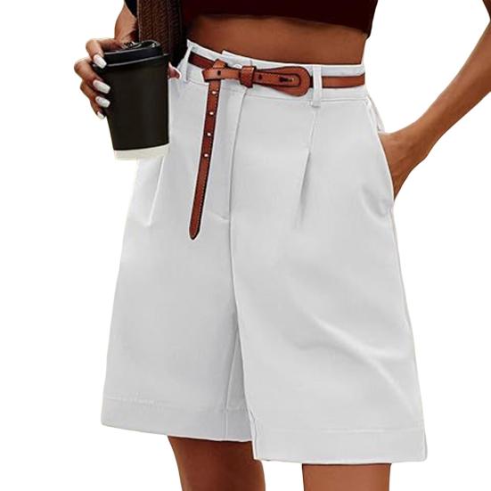 Женские шорты, эластичные, с высокой талией, со свободными боковыми карманами, прямые, длиной выше колена, мягкие, однотонные, дышащие