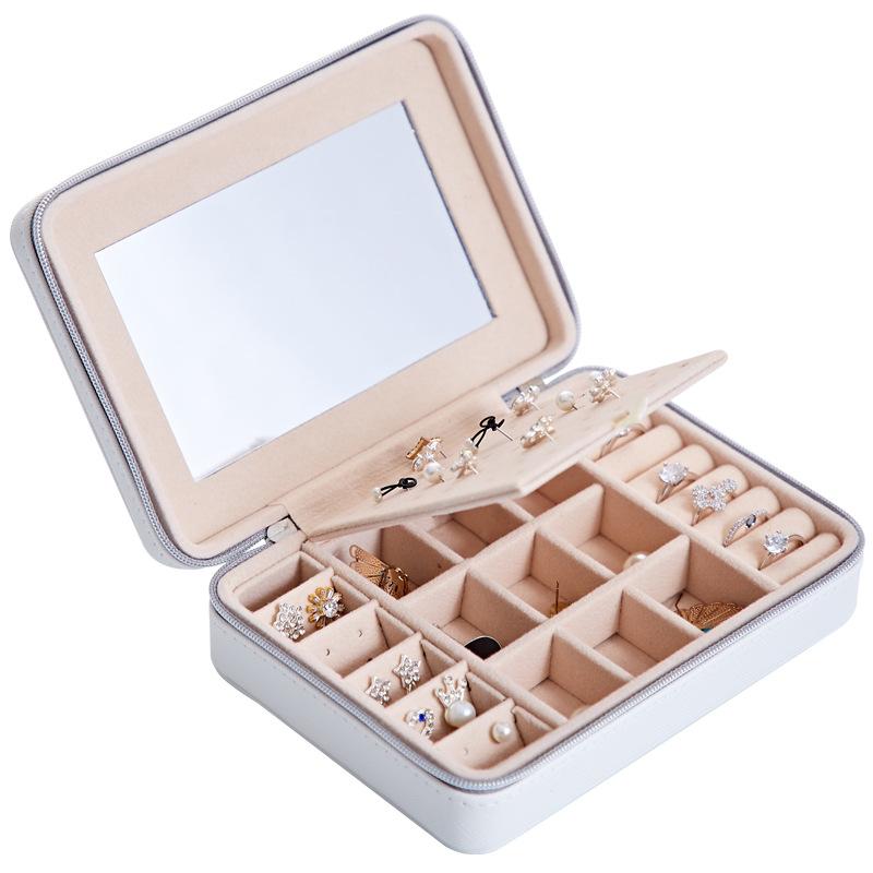 Portable Jewelry Storage Box with Mirror Inside, Earrings, Stud Rings, Hand Jewelry Storage Traveling Box, Gift for Mother`s Day and Christmas