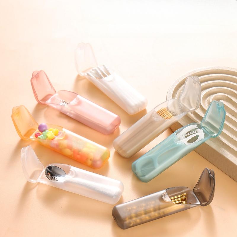 Dental Floss & Swab Case - Portable Compact Pill Box with Toothpick Holder, Multi-Color Capsule-Shaped Containers for Oral Care