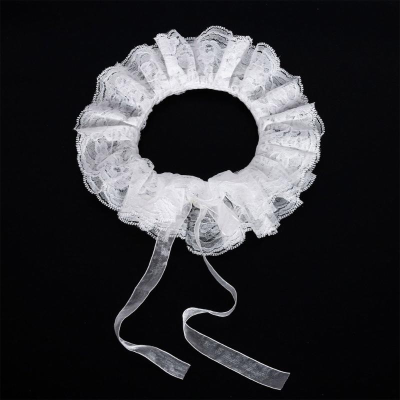 Elizabethan Chiffon Ruffle Collar Cuff Sleeves for Medieval Costume Detachable for Historical Reenactments and Event