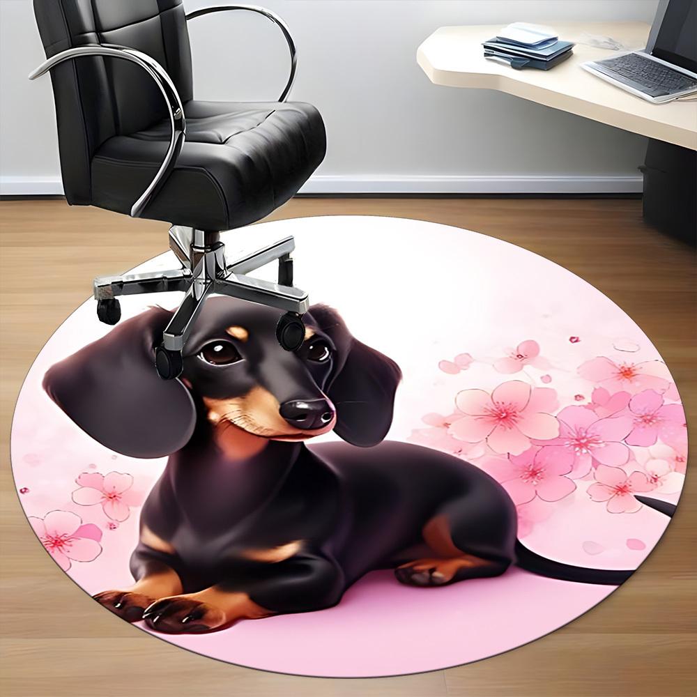 1pc Dachshund Pattern Office Round Rug, Non-slip, Soft and Durable Office Rug for Interior Decoration, Perfect for Office,Decoration yy260204015