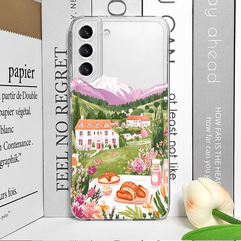 Чехол для телефона 'Розовый дом' Holiday Home Grange Scenery для Oppo Reno 13F 12 11 10 Pro Plus 8T A79 A58 A92 Find X3 Lite 5G Мягкий чехол