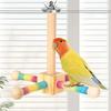 Birds Stand Perch Toy 360-degree Rotating Wooden Interactive Parrot Exercise Wheel Perch Toy Cage Accessory for Parakeets Budgies Lovebirds