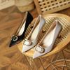 High Heels Women's Thin Heels New Temperament Muse Fan Design Sense Niche Soft Leather Pointed Single Shoes Small Heels