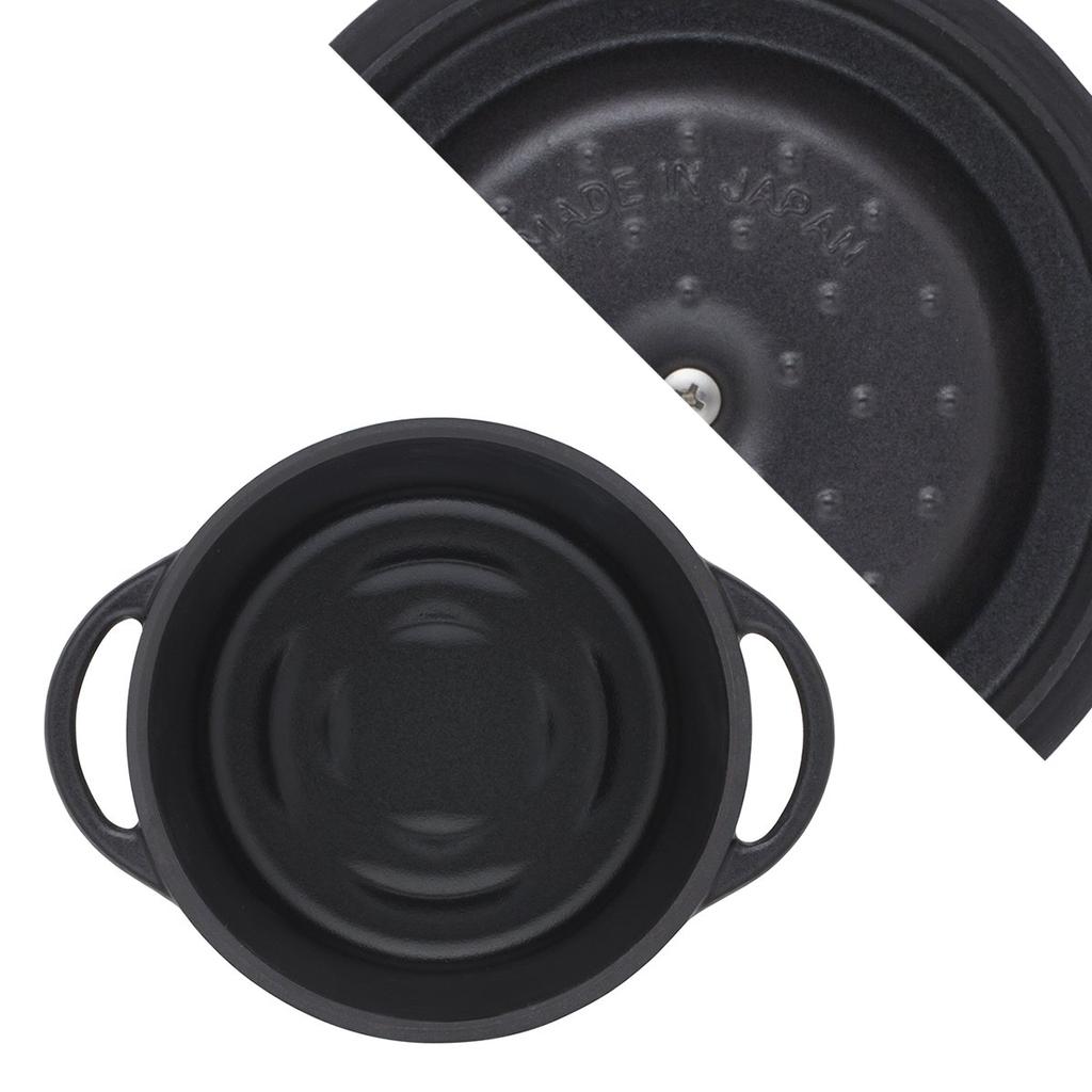 Vermicular Cast Enamel Pot 14cm Matte Black Anhydrous Cooking Special Recipe Book Included Oven Pot Round MBK14R