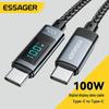 Кабель ESSAGER PD100W для быстрой зарядки Type-C - Type-C с цифровым дисплеем для устройств Apple
