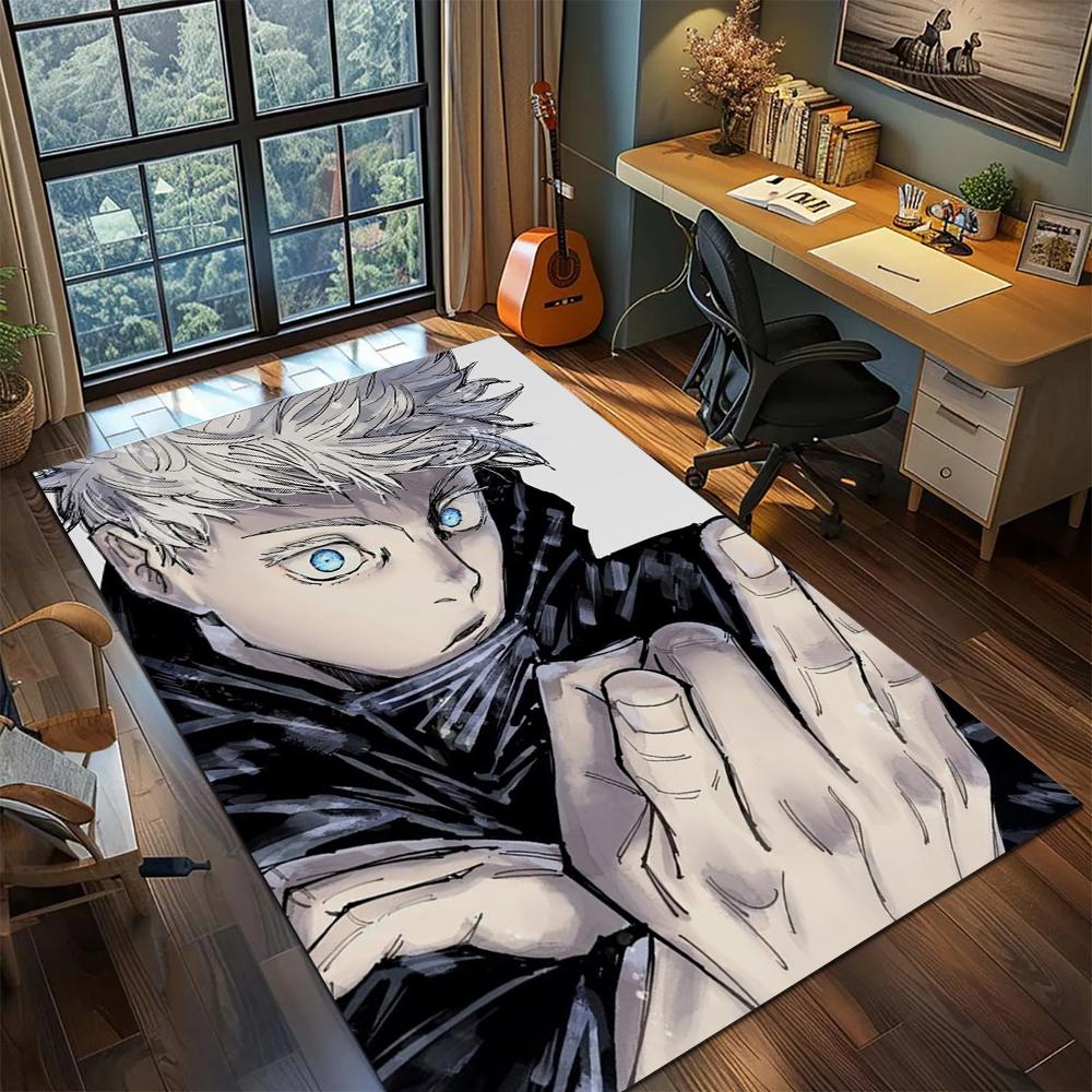 Коврик для пола Jujutsu Kaisen, моющийся, нескользящий, для спальни, игровой комнаты, ковер с принтом -xia81