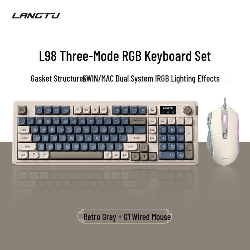 Беспроводной набор клавиатуры и мыши L98 Silent - Стильный RGB-дизайн для девушек, офиса и игр