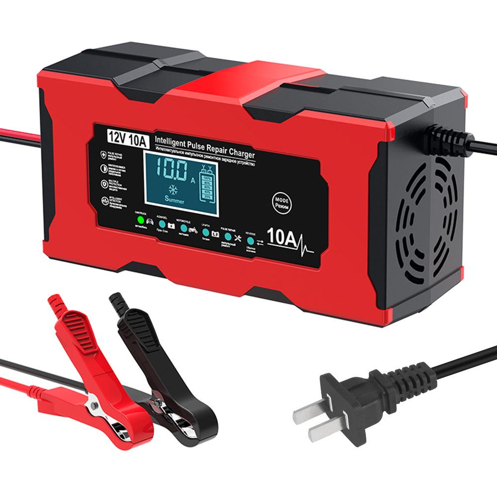 10A 12V Car Battery Chargers Intelligent Pulse Repair For Iron Lithium AGM Lead Acid Batteries Household Storage Cell Chargers