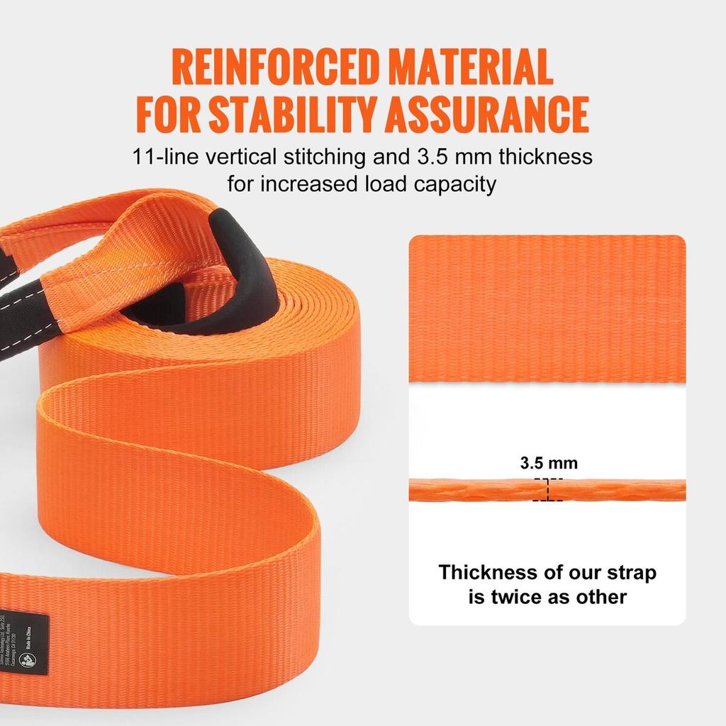 Heavy Duty Tow Strap Recovery Kit 3" x 30 ft (MBS-36,000 lbs) Tree Saver Winch Strap, Triple Reinforced Loop & Protective Sleeves & Storage Bag , 3/4"