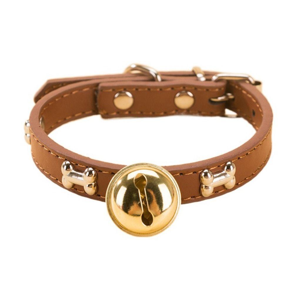 Zinc Zinc Alloy Dog Neck Ring Adjustable Dog Bone Collar Dog Gold Bell Chain Cat Paw Print Bell Collar  Party