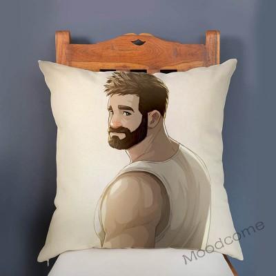 Cozy Sexy Boyfriend Cartoon Velvet Throw Pillow Cover Hairy Jock Muscle Man Love Gay Homosexual Art Sexy Boy Sofa Cushion Cover
