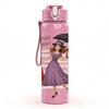 1PC Lady Umbrella Walking Painting 750ml Color Plastic Sports Water Bottle Leakproof Flip Straw Lid For Sports Office Home Use