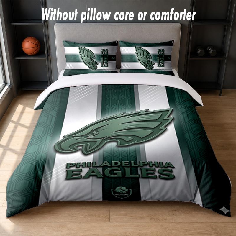 Дизайн Philadelphia Eagles Комплект постельного белья 1 пододеяльник + 2 наволочки Мягкое дышащее домашнее постельное белье