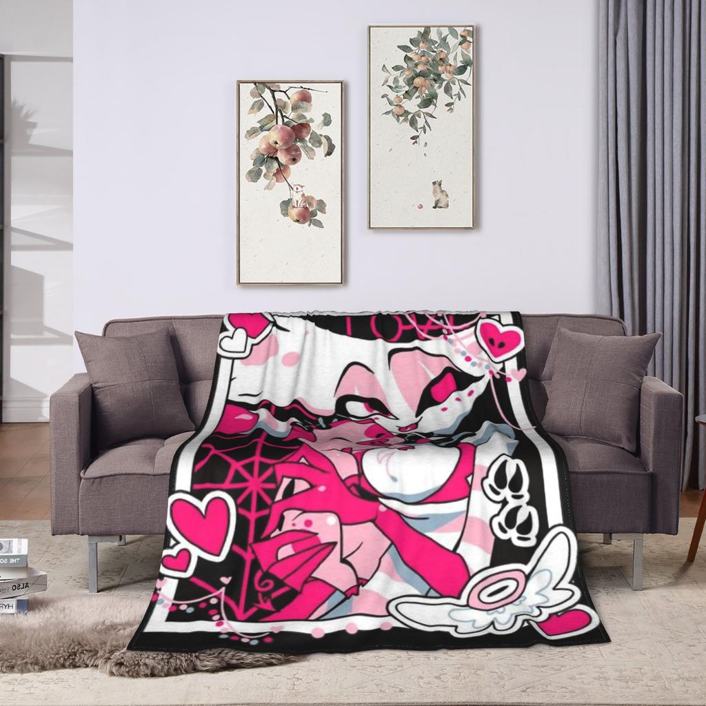 Hazbins Hotels Alastor and Lucifer Blanket Coral Fleece Plush Summer Demon Super Warm Throw Blankets for Sofa Car Rug Piece
