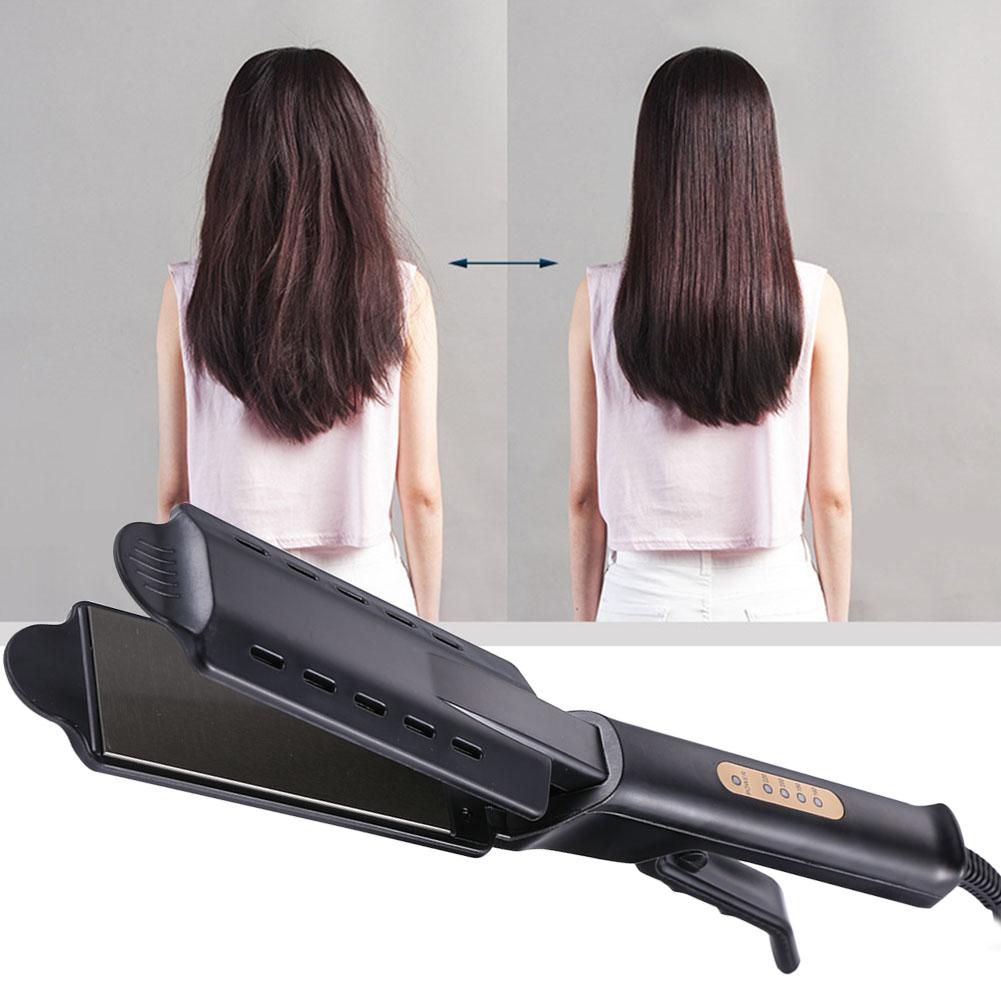 Широкая пластина Flat Iron Professional титановый сплав выпрямитель для волос Регулируемая температура выпрямления Вентиляция Инструмент для укладки