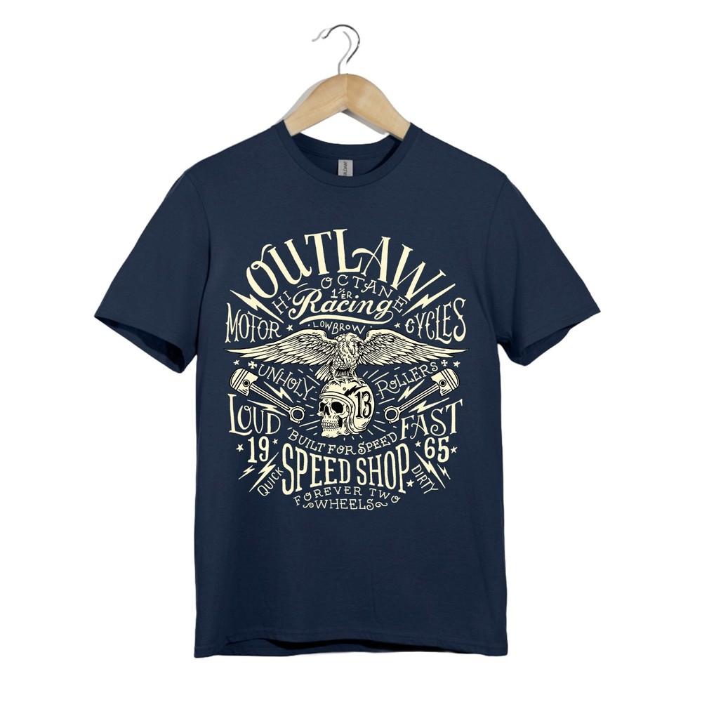 Футболка Outlaw Speed Shop Унисекс Байкер Череп Шлем Орел Гоночный Графический Тройник